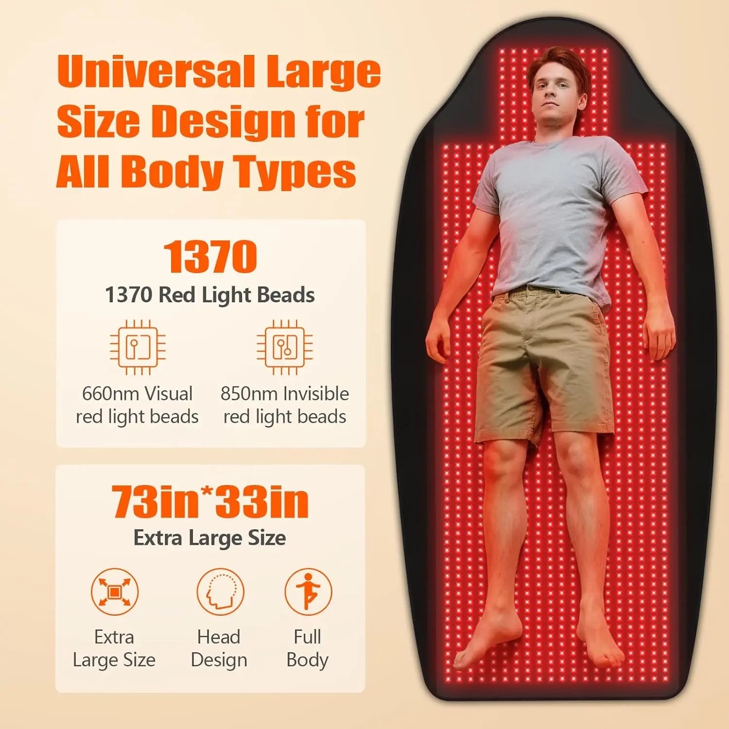 Full coverage red light therapy pad for recovery