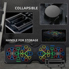 Collapsible push-up board folded for compact storage and travel fitness use