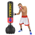 Free standing punching bag used for kickboxing kicks and strikes