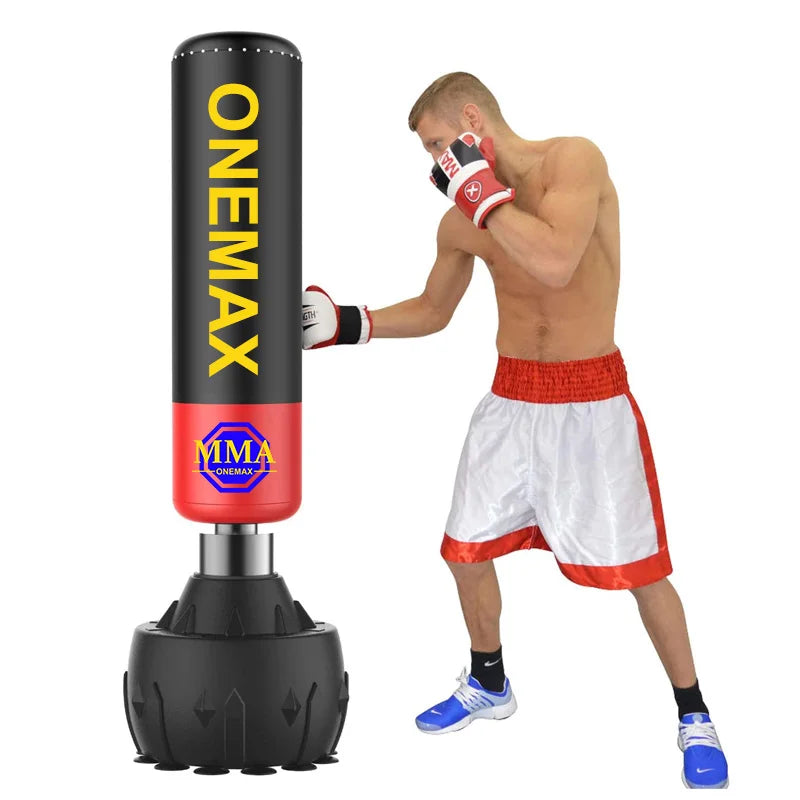 Free standing punching bag used for kickboxing kicks and strikes