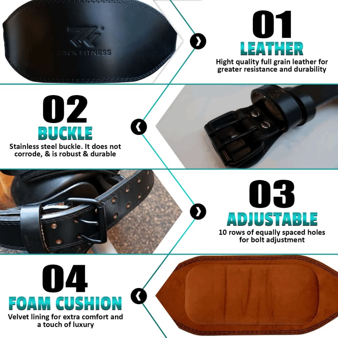 full grain leather weightlifting belt designed for durability and repeated heavy use
