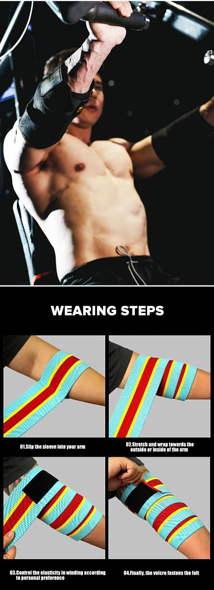 gym performance elbow wrap strap for powerlifting and bodybuilding