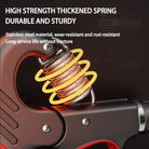 Internal high-carbon steel spring mechanism inside adjustable grip strengthener for durable tension.
