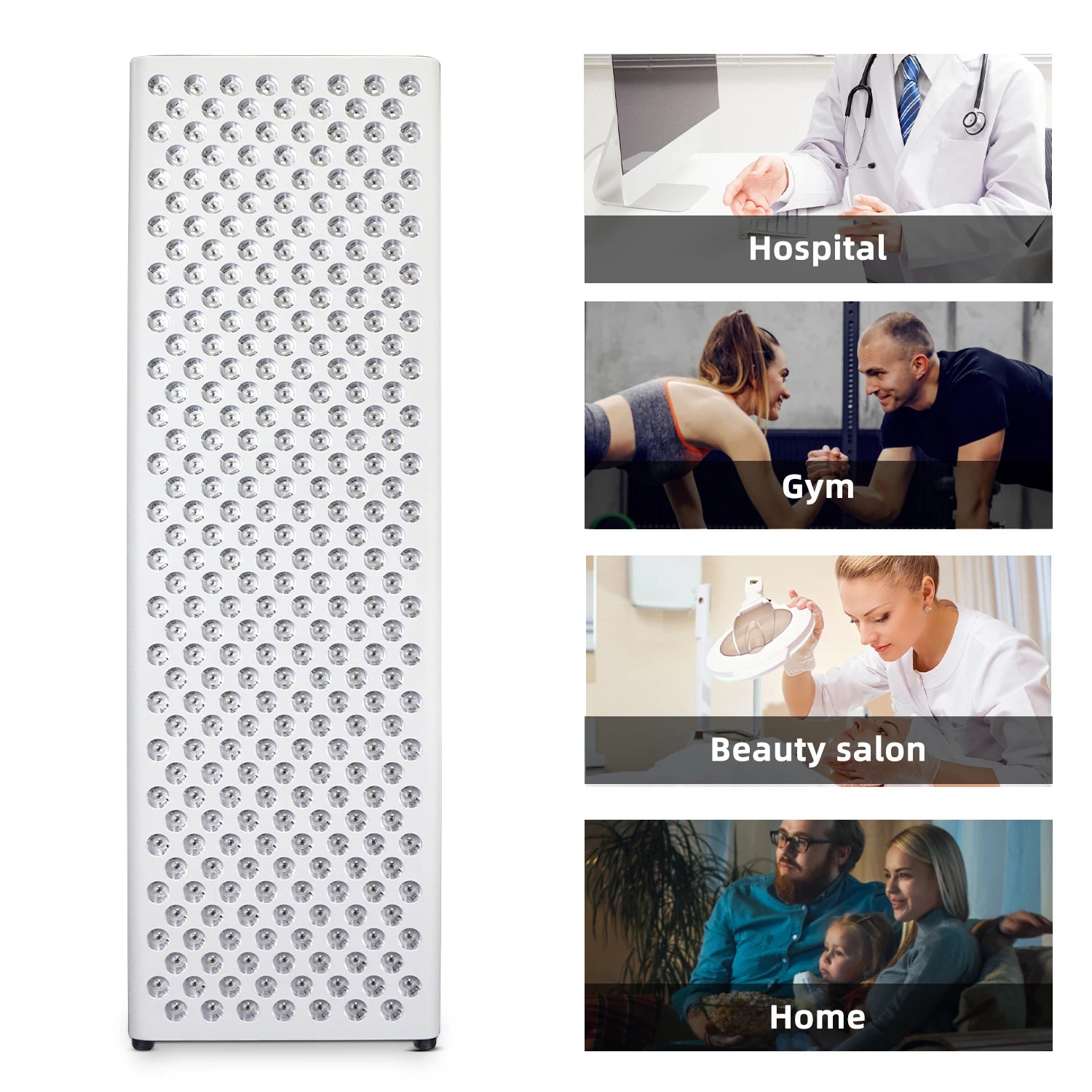 Close up of red light therapy panel showing high density dual chip LED technology