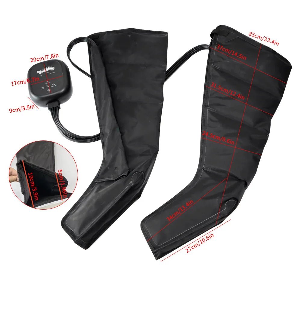 Air compression recovery boots used at home for leg circulation support
