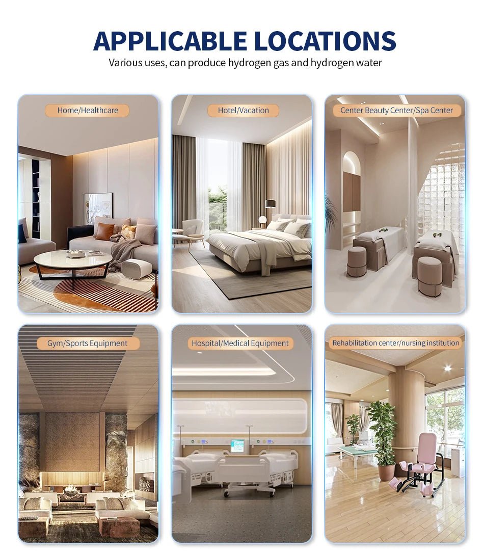 Hydrogen inhalation machine showing hydrogen and oxygen output connection ports