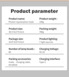 LED facial mask package including straps, charging cable and accessories