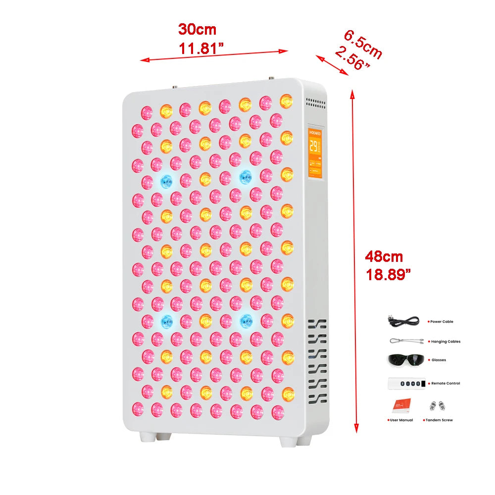 Full spectrum red light therapy panel used for lower body recovery support