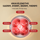 Red and near infrared light therapy wand emitting 660nm, 810nm, 850nm and 940nm wavelengths