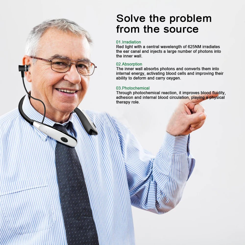 Non-invasive ear wellness device delivering 650nm laser light