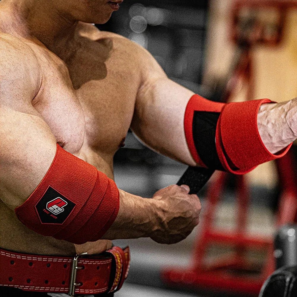 powerlifting elbow wrap strap for bench press and pressing exercises