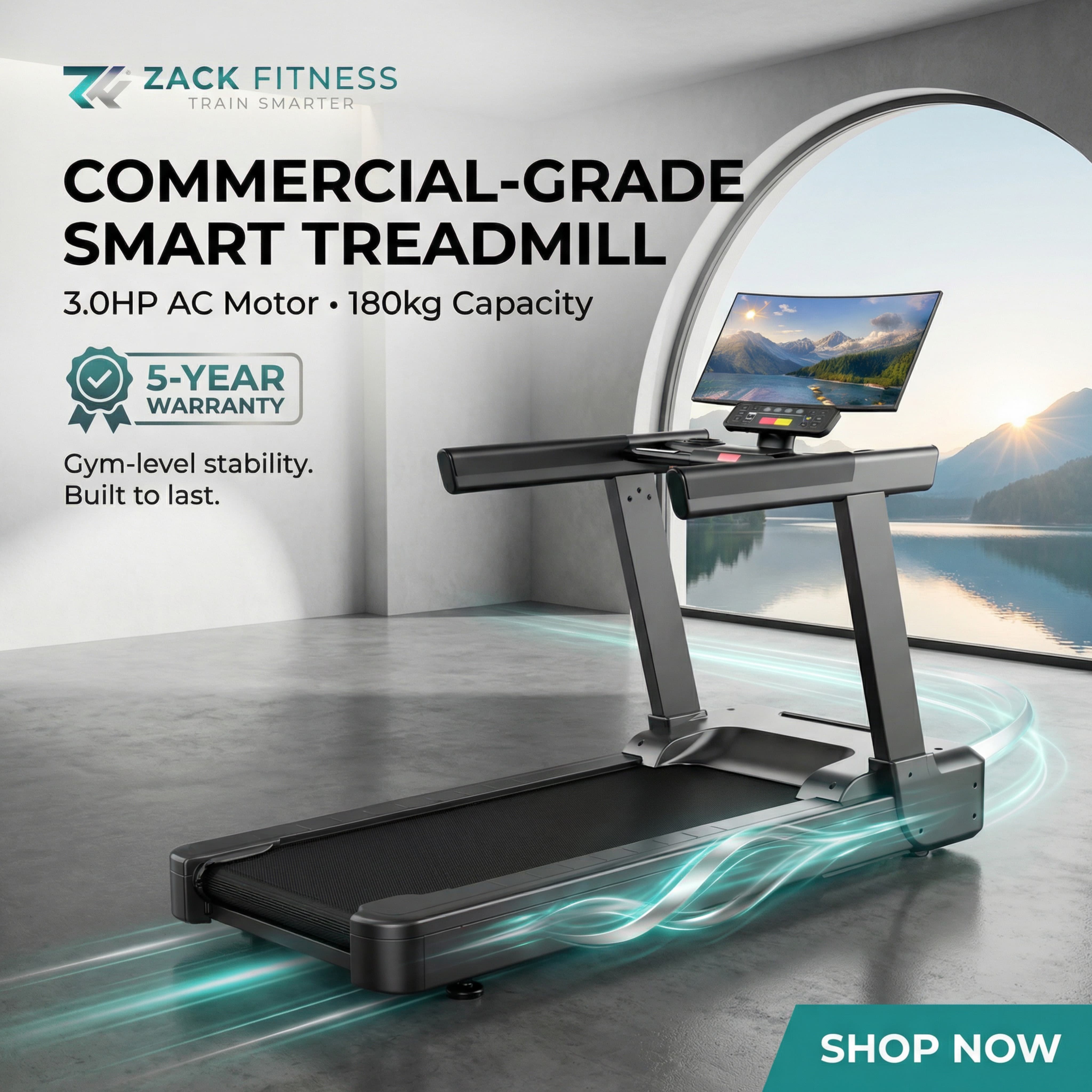 commercial smart treadmill with powerful motor designed for endurance training running workouts and cardio fitness