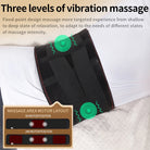 Control panel of a red light therapy belt with adjustable heat and vibration modes
