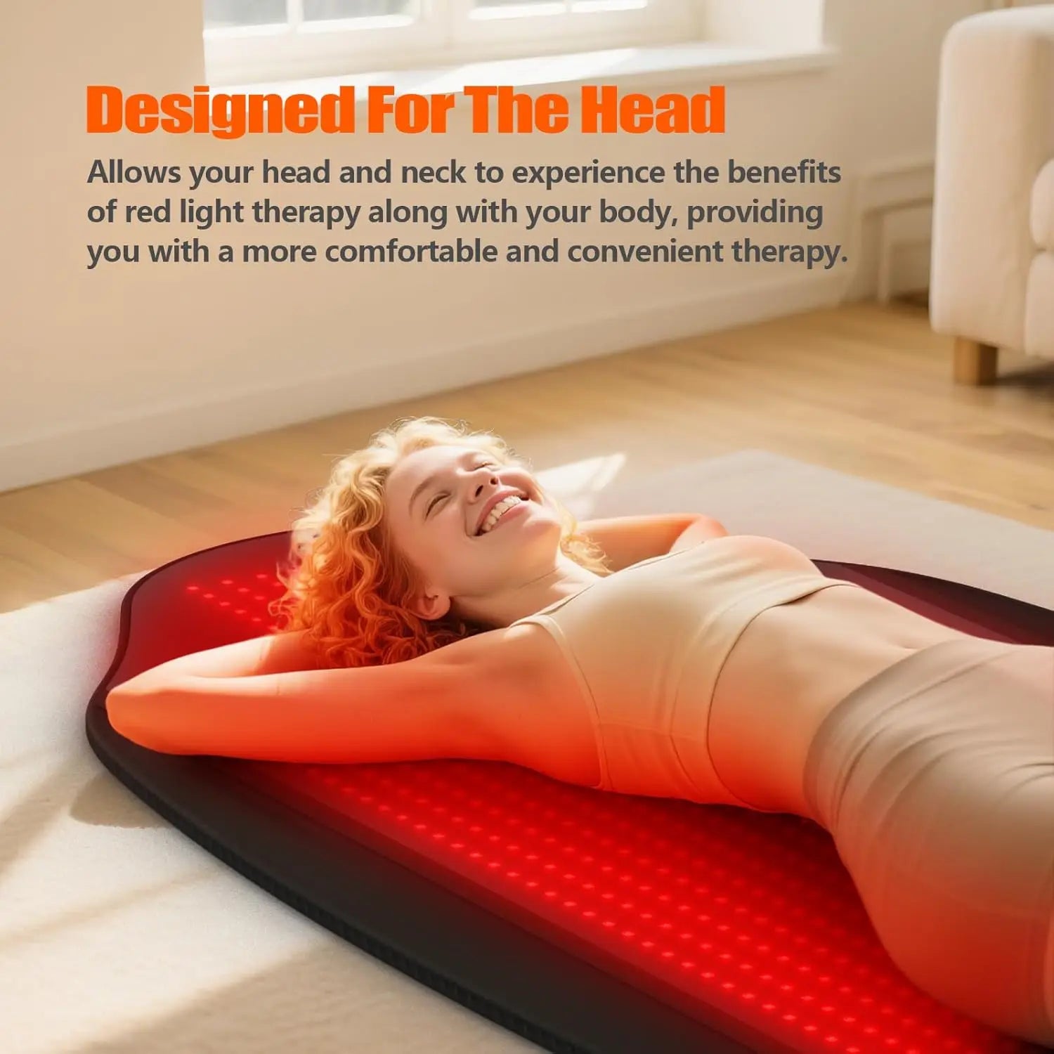 Red and infrared light therapy pad designed for head neck and upper body relaxation using deep penetrating near infrared light