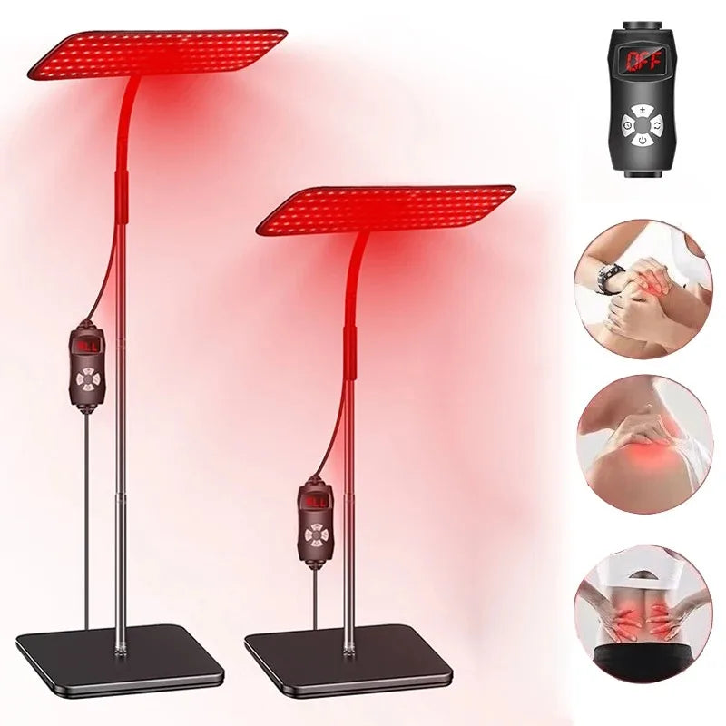 red light therapy panel with 660nm red light and 850nm infrared LEDs for muscle recovery and pain relief
