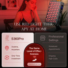 Red light therapy panel digital control screen showing timer and brightness settings