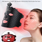 Red light therapy before and after skincare routine using LED facial mask for skin appearance support