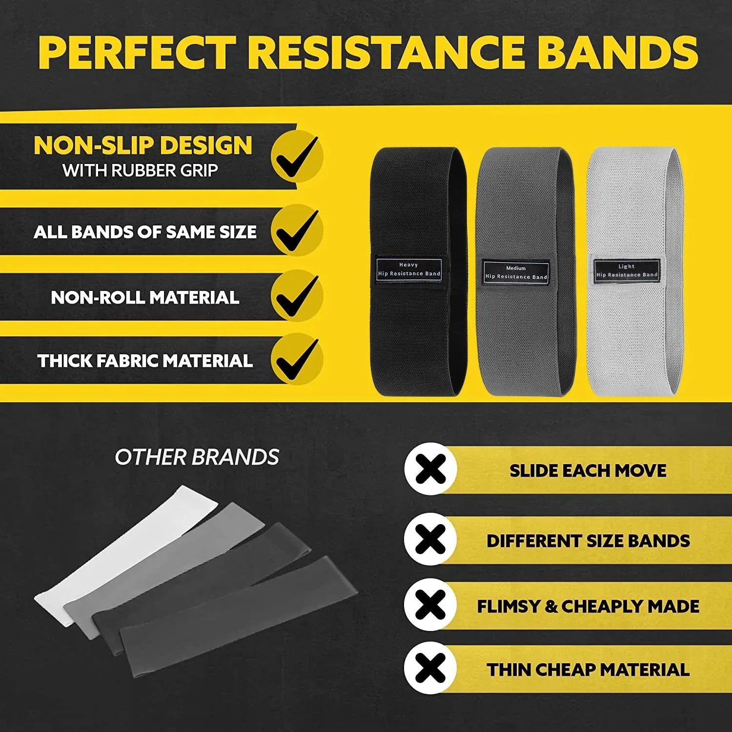 Glute Resistance Bands – Fabric Hip Booty Bands for Squats & Legs - Zack Fitness