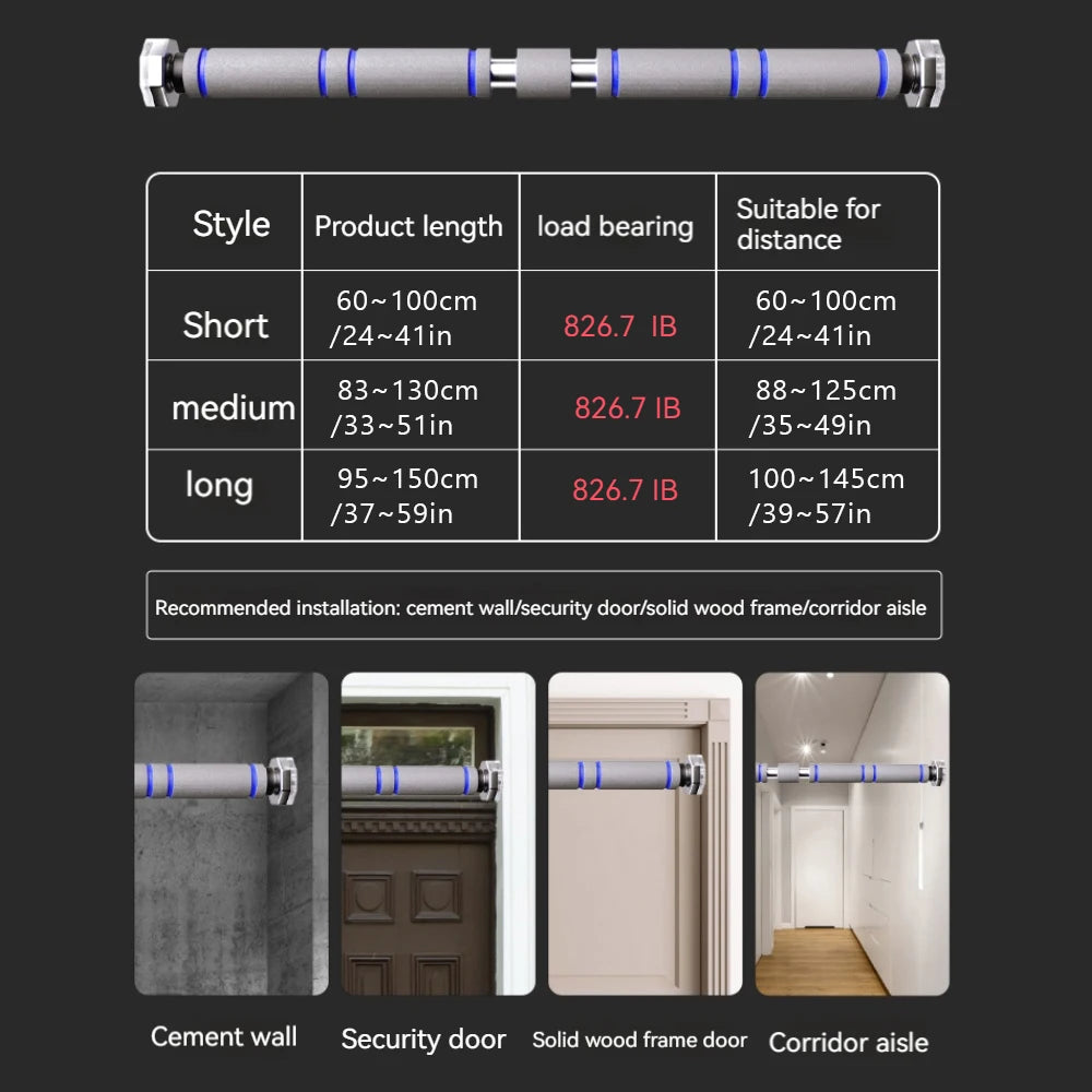 Telescopic Doorway Pull-Up Bar – Adjustable Non-Slip Chin-Up Bar for Home Strength Training (Men & Women) - Zack Fitness