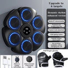Wall-mounted boxing reaction target with blue RGB LED pads for punch accuracy training.