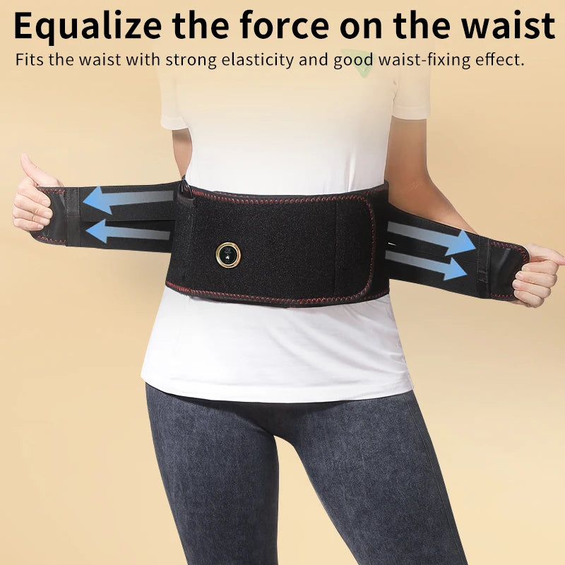 Wearable red light therapy belt used for lower back pain relief during daily activities