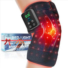 Wearable red light therapy knee pad secured around knee
