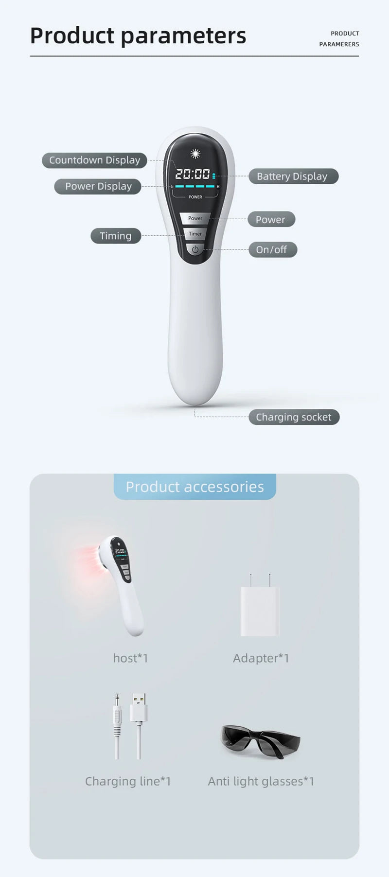 rechargeable laser therapy device with long battery life for multiple sessions
