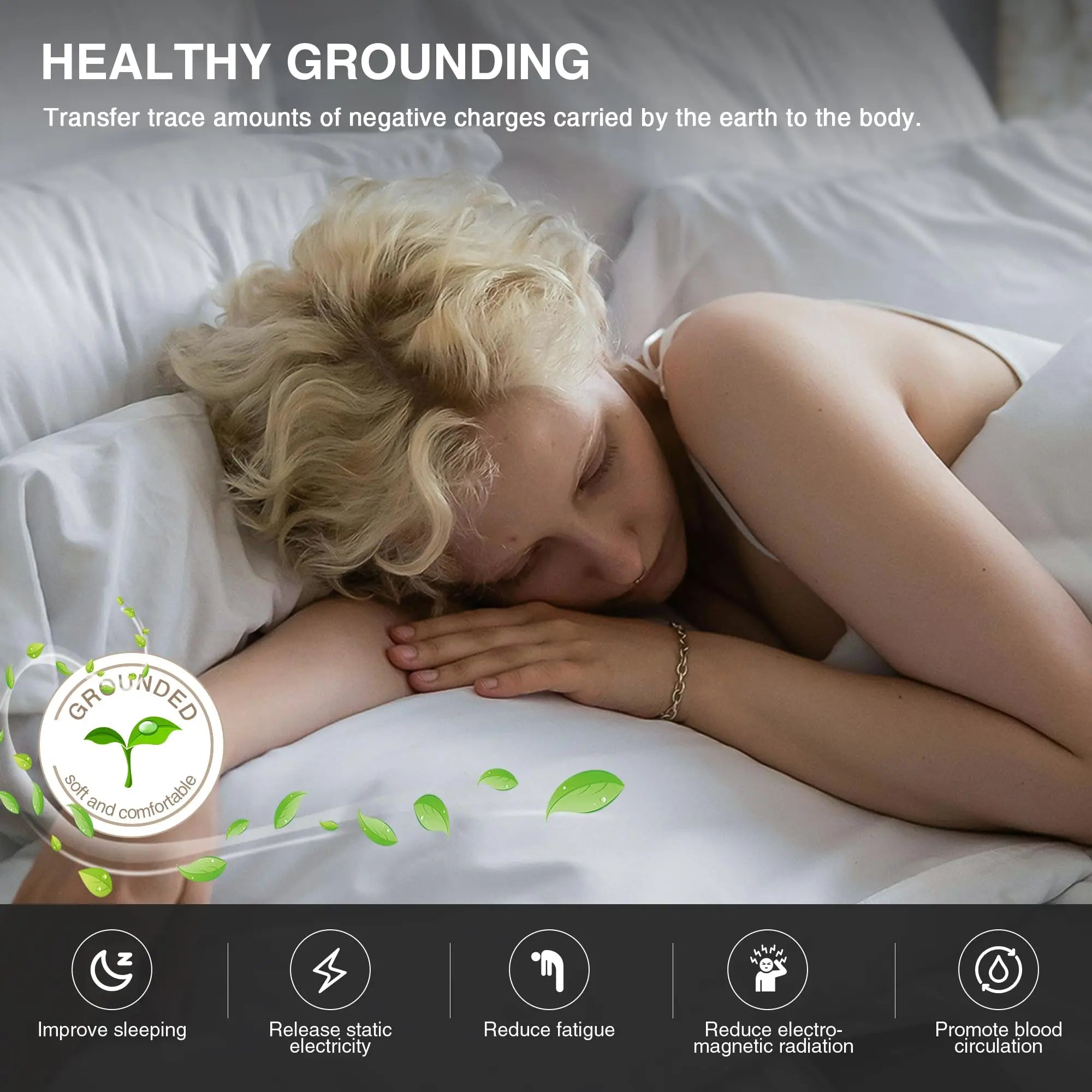 large earthing mat for bed designed for grounding during sleep