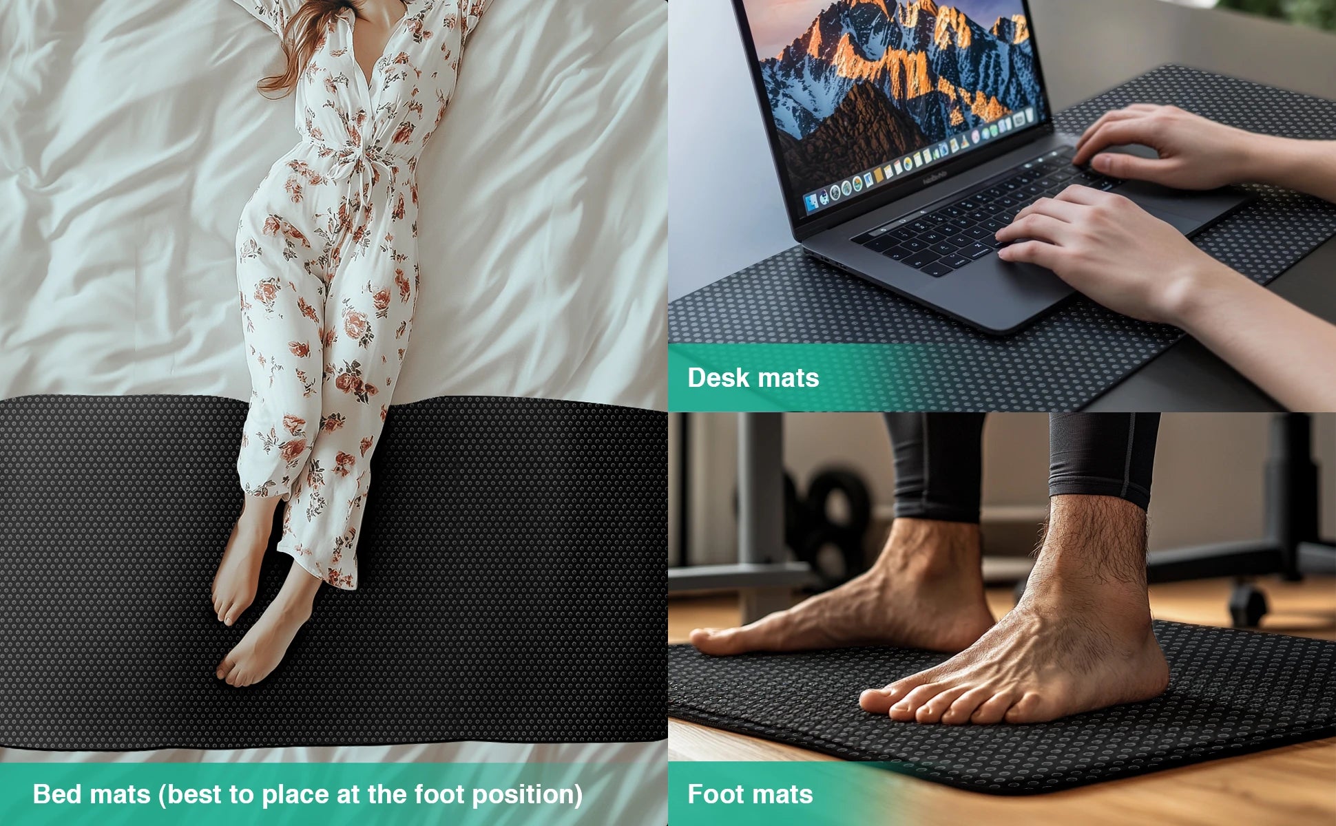 grounding mat for sleep and relaxation placed under bedsheet