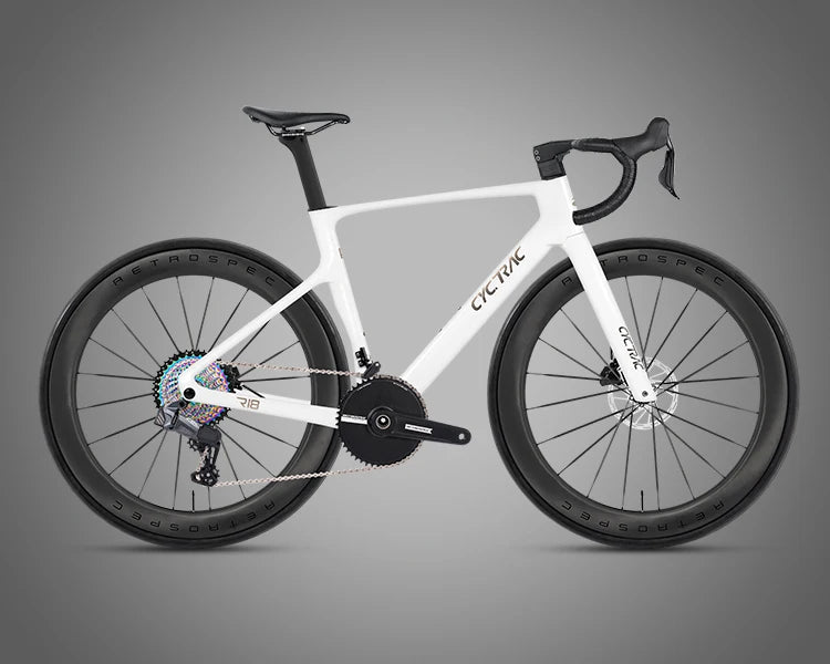 Carbon road racing bike R18 in matte black finish with aerodynamic frame and 700C wheels