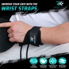 Wrist straps supporting grip strength and reducing hand fatigue during intense gym sessions