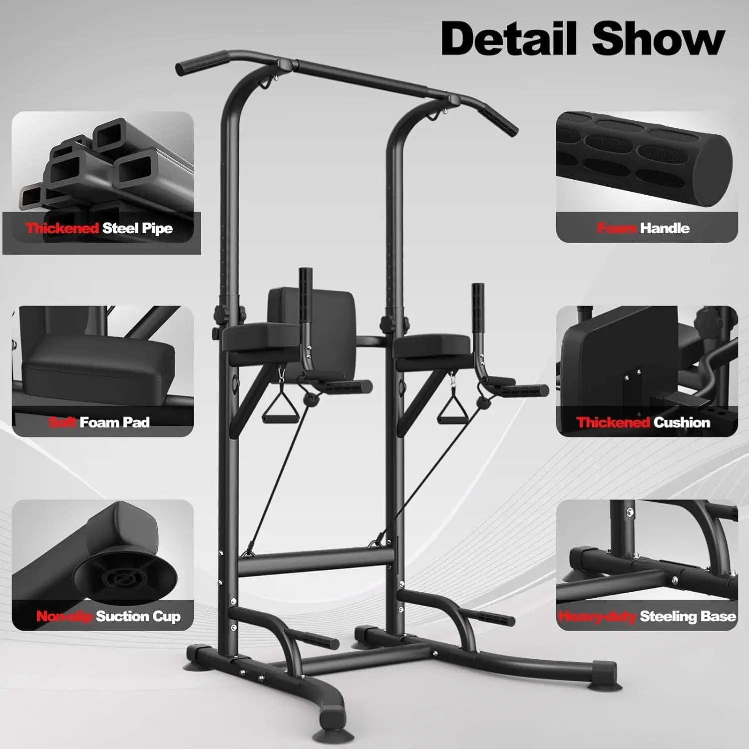 Power Tower Dip Station – Adjustable Pull-Up & Push-Up Bar for Full Body Home Strength Training - Zack Fitness