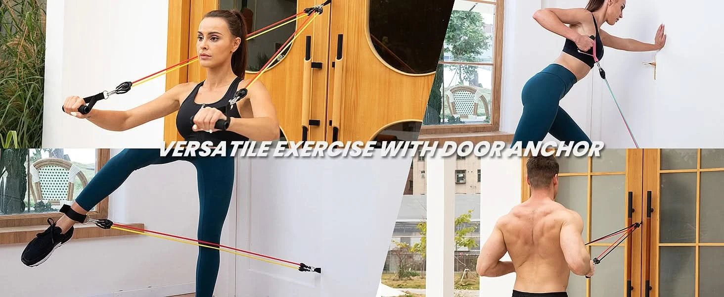 Adjustable hand grip strength trainer included in home gym set