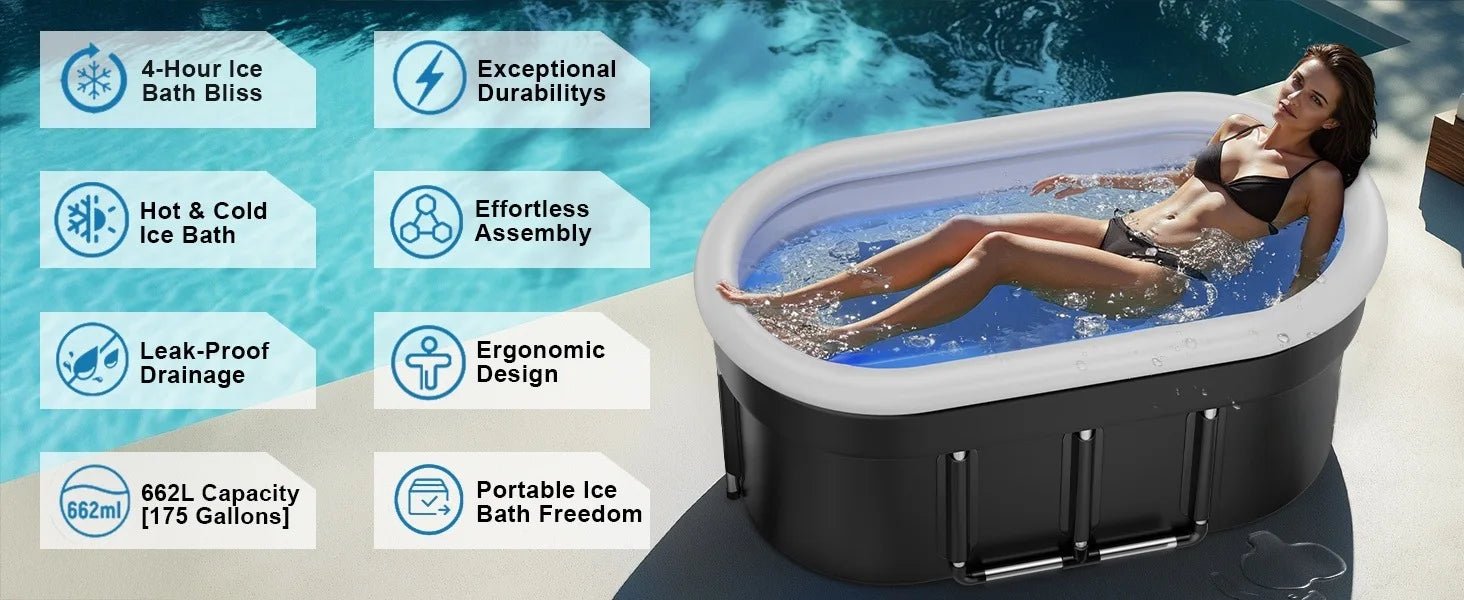 Ice Bath Tub 2025 | 175-Gal Portable Cold Plunge for Athletes & Recovery - Zack Fitness