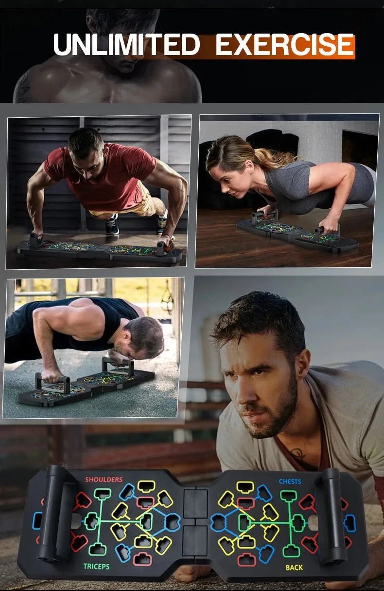 Portable Multifunctional Push-Up Board Set – Foldable Home Gym Trainer for Chest, Arms & Core - Zack Fitness