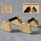 Secure grip on wooden push up bars during strength exercises