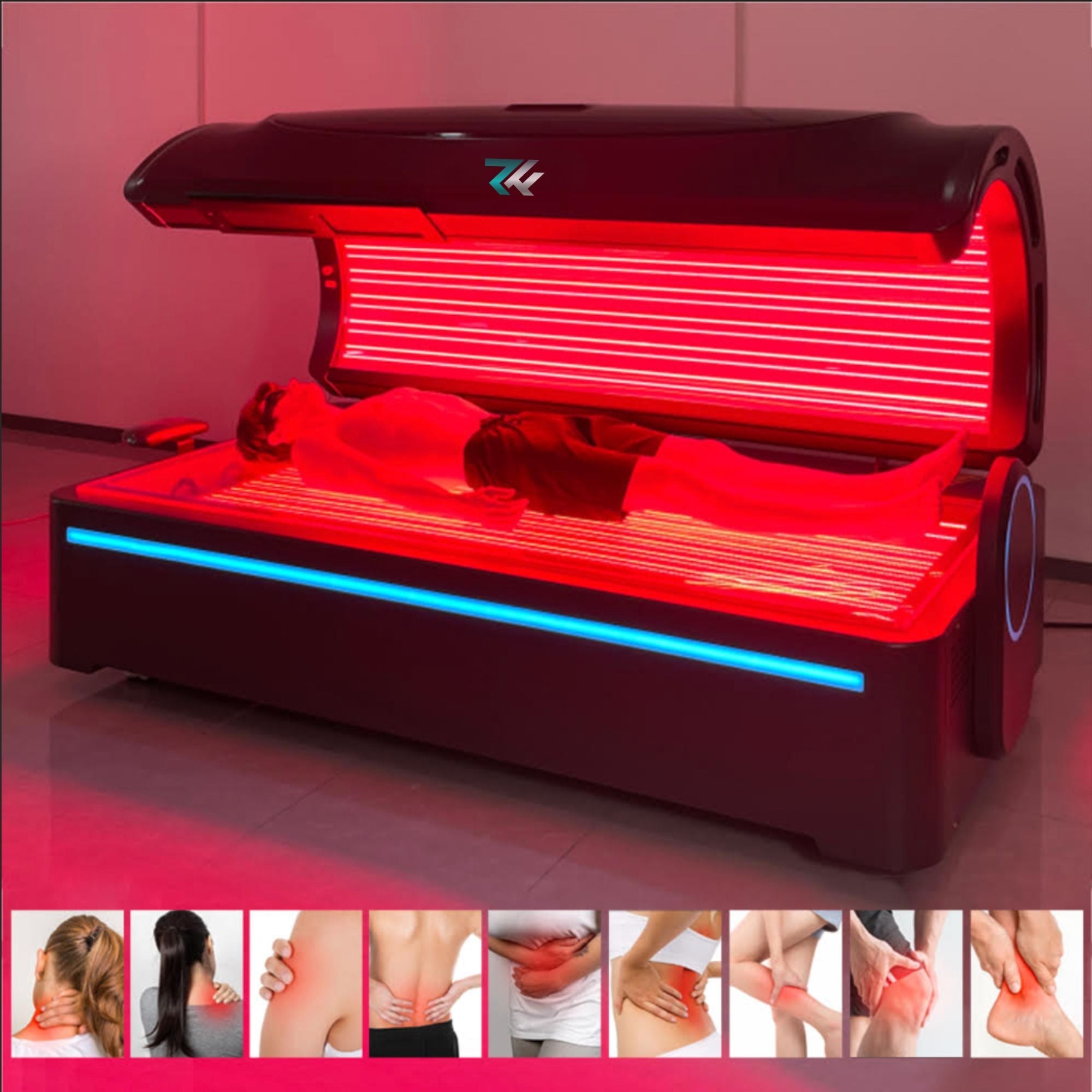 Red light therapy bed frequency settings Dr Nogier system for collagen muscle recovery weight loss and focus