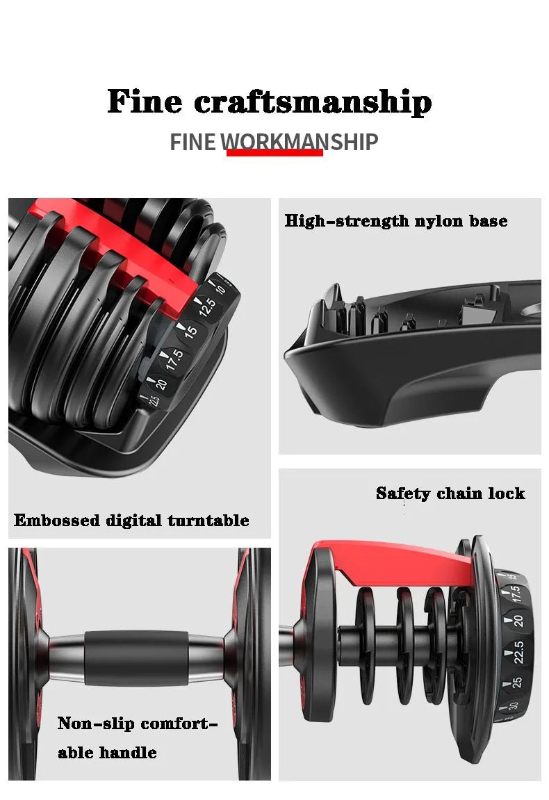 40kg Adjustable Dumbbell – Fast-Lock, Smart Weight for Home Strength Training (90lbs Adjustable Gym Equipment) - Zack Fitness