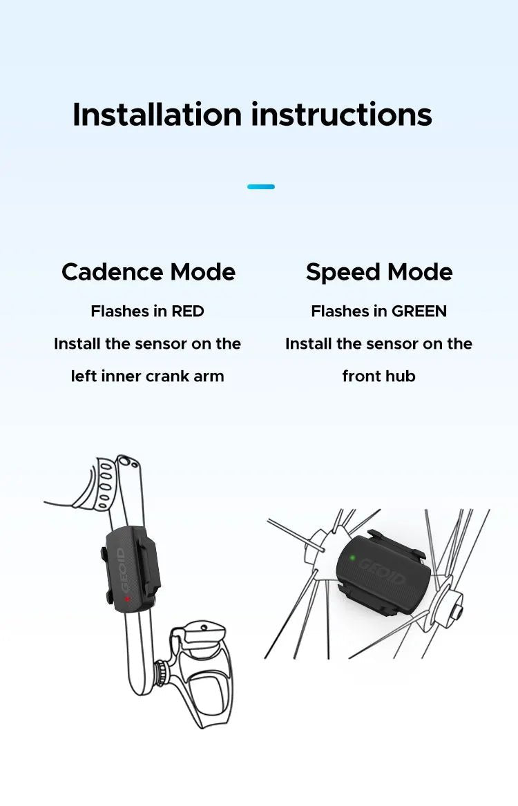GEOID Bike Cadence & Speed Sensor | Bluetooth ANT+ | 2025 Model - Zack Fitness