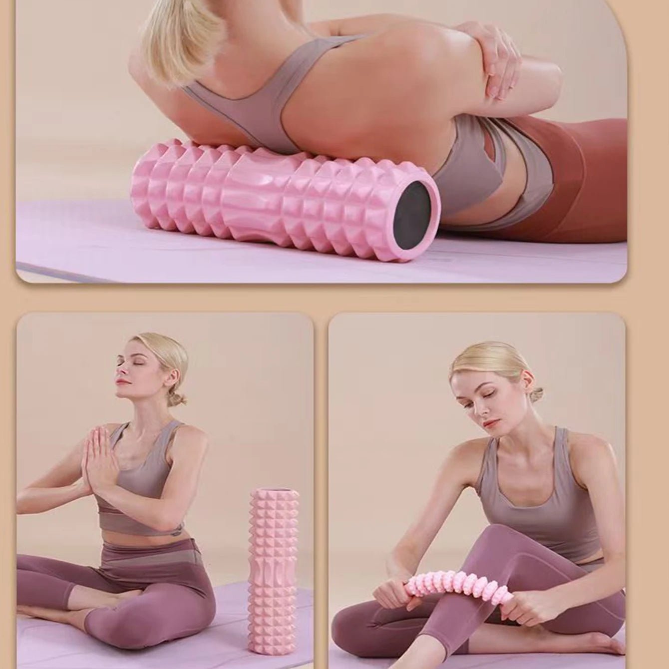Textured EVA foam roller surface designed for deep tissue massage
