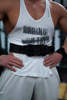 6 inch leather lifting belt offering lower back and core support during compound lifts