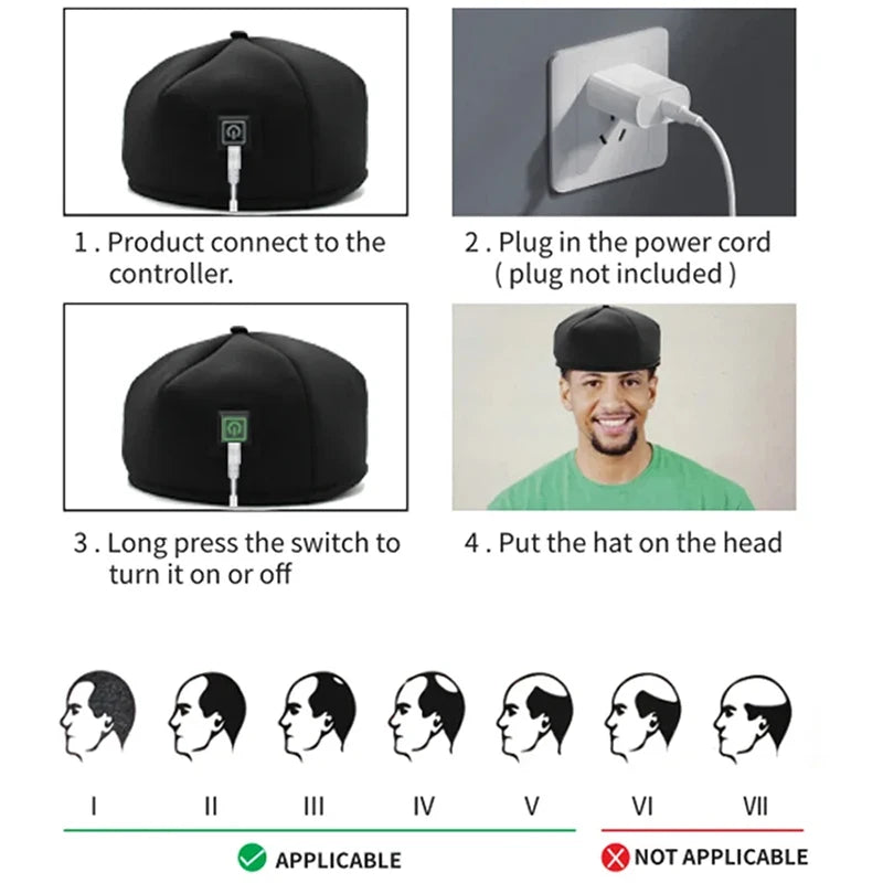 Red Light & Infrared Therapy Cap – 660nm & 830nm LED Hair Growth Helmet | Anti Hair Loss & Scalp Relaxation - Zack Fitness