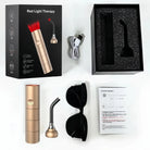 Red light therapy device charging via USB cable