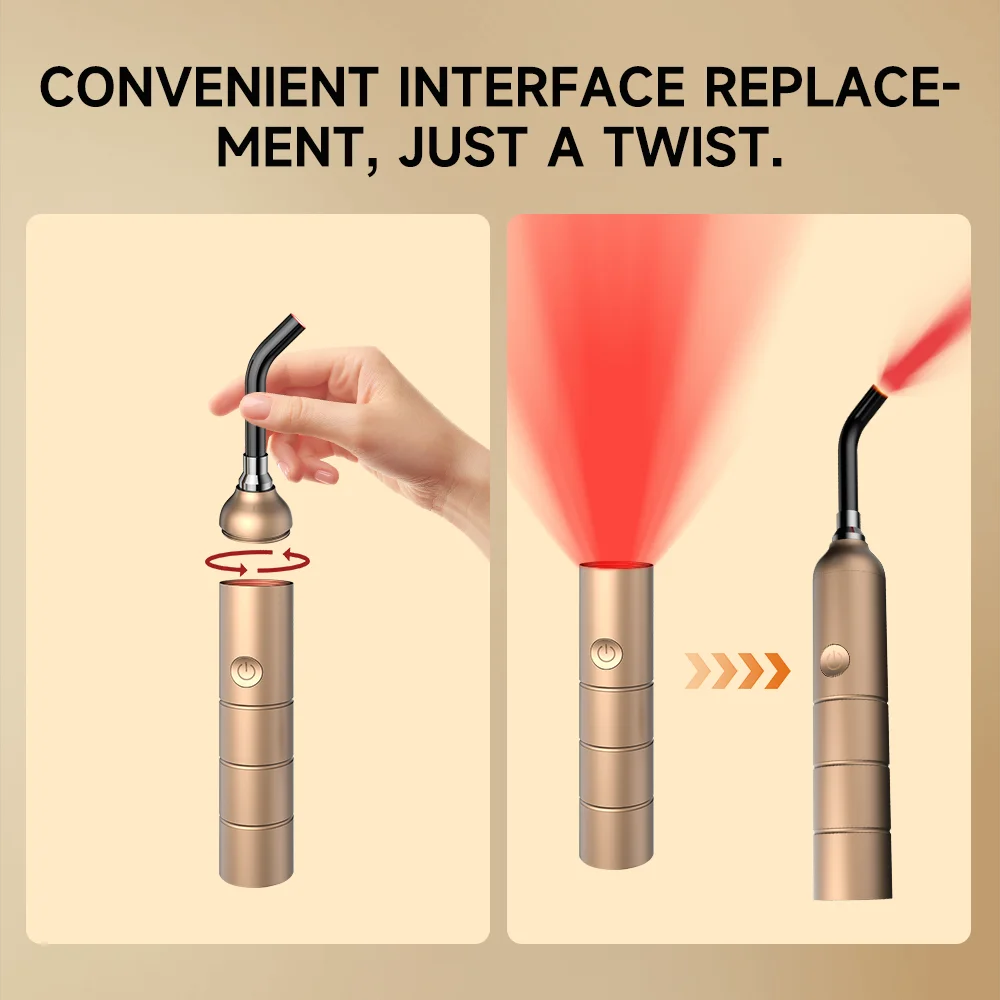 Red light therapy device emitting red light during treatment
