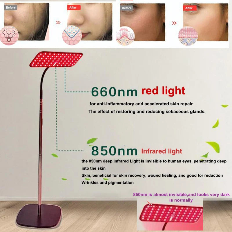 Cosmetic skin appearance comparison showing smoother looking skin with red light therapy use