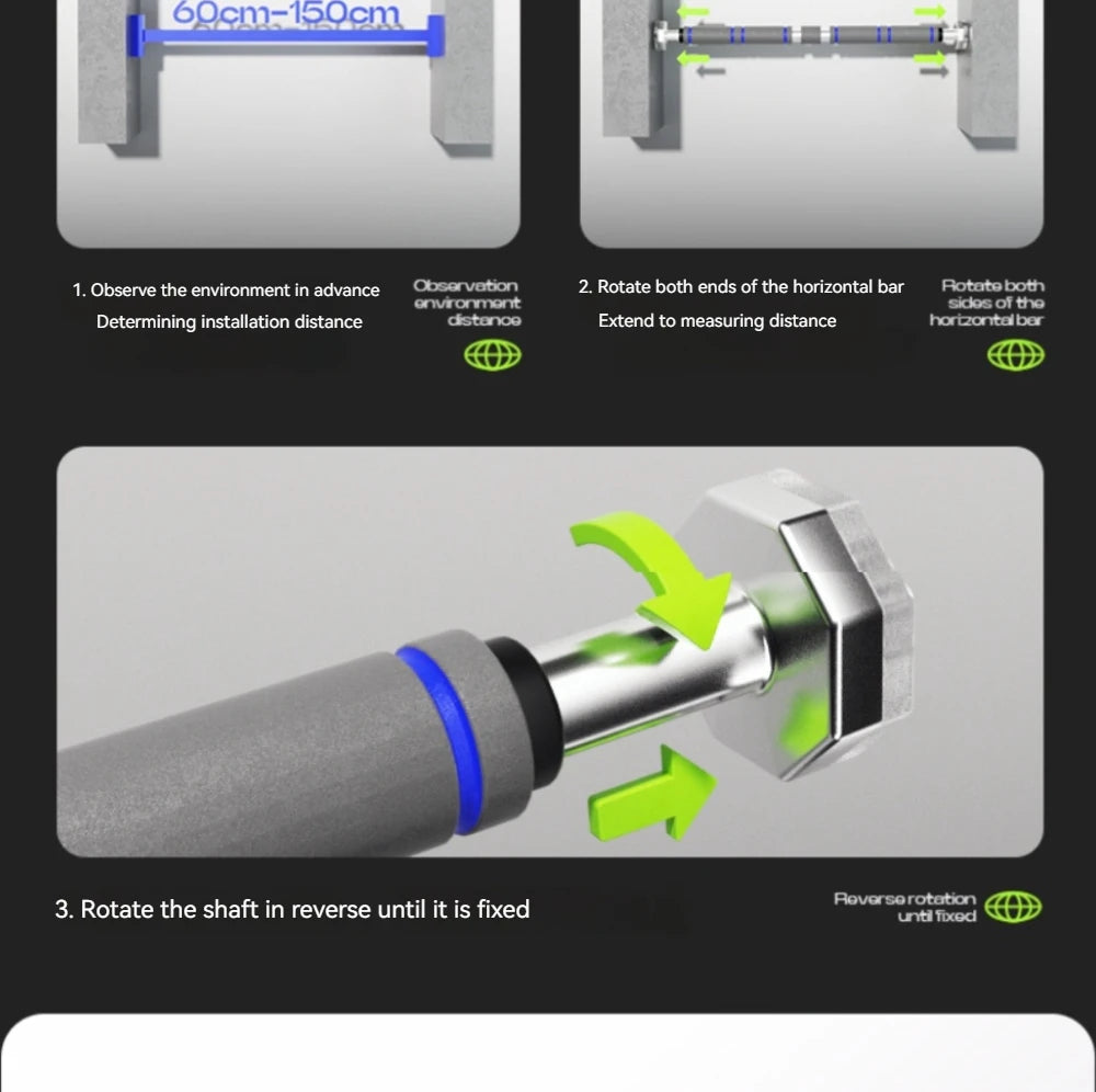 adjustable width telescopic pull-up bar fitting multiple doorway sizes