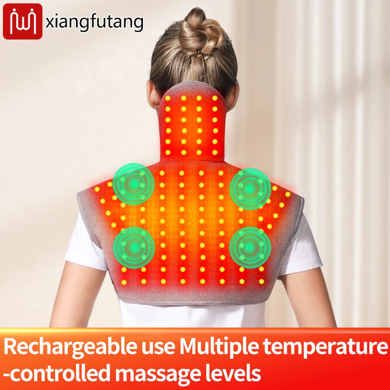 red light heating shoulder massager for neck tension relief