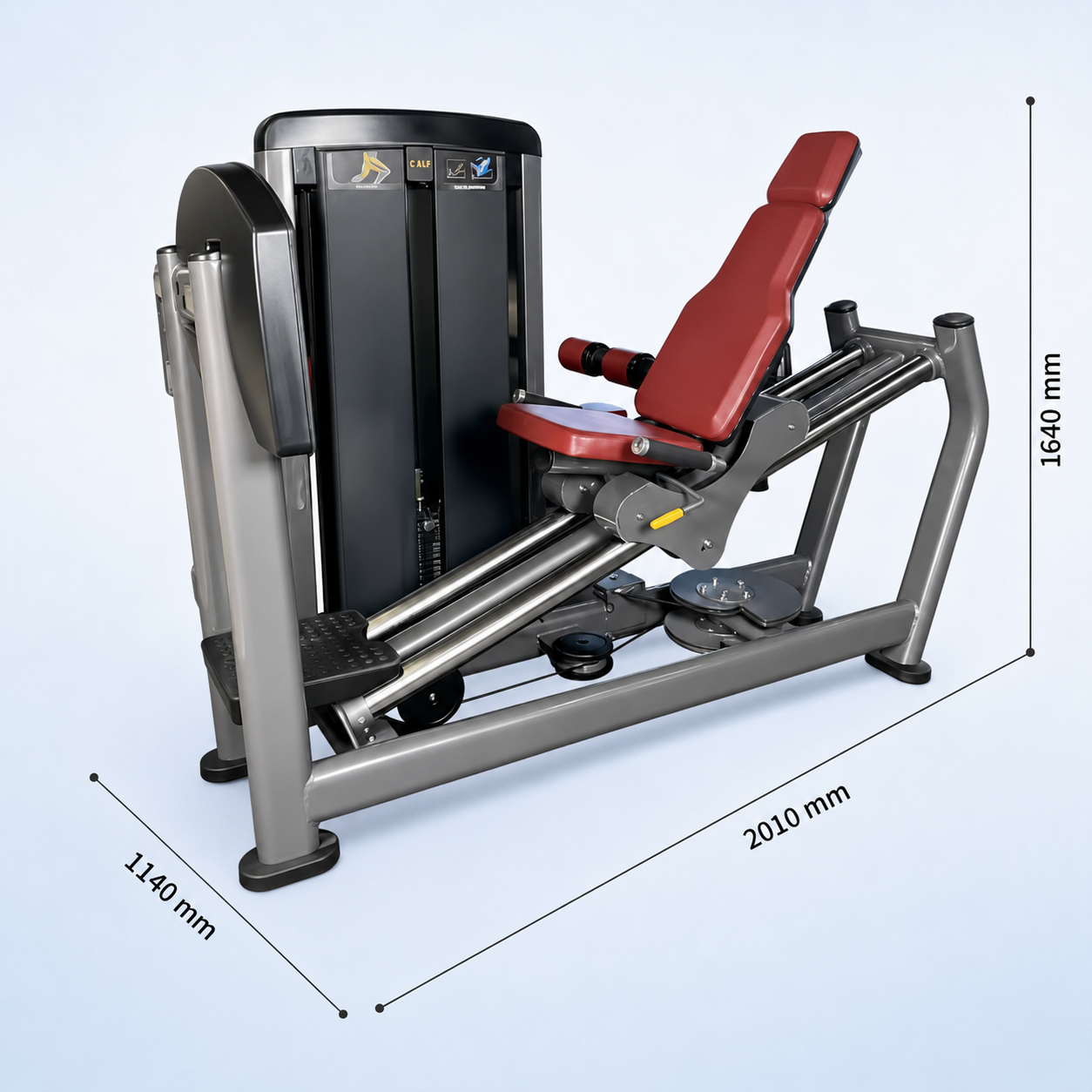Zack Fitness CBL38 commercial seated leg press dimensions 2010 mm by 1140 mm by 1640 mm